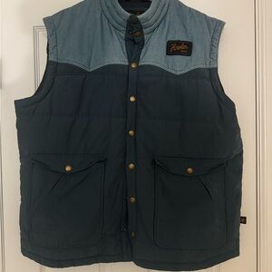 Howler Brothers Two-Tone Quilted Vest in Light and Dark Blue